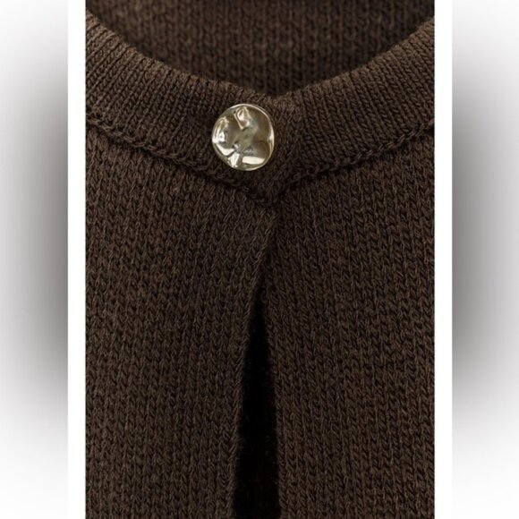 Zara FRINGED BUTTON KNIT CARDIGAN - Picture 9 of 9